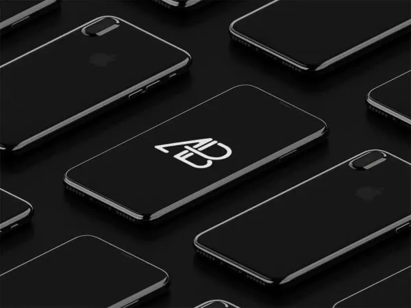 Isometric iPhone X Mockup on a Dark Background 1