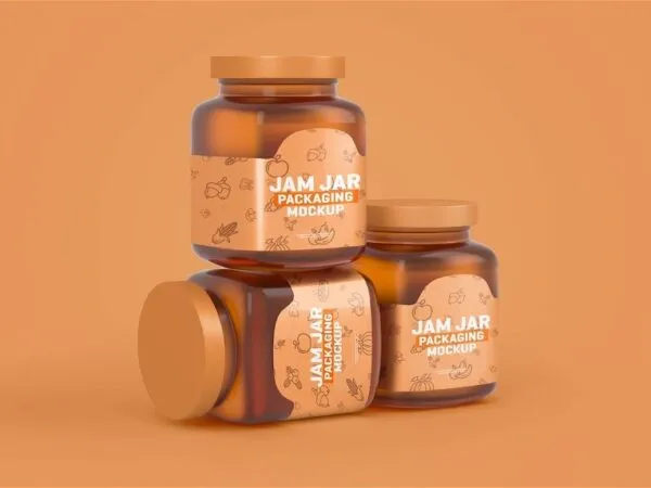 Jam Jar Packaging Mockup in 4 Views 1