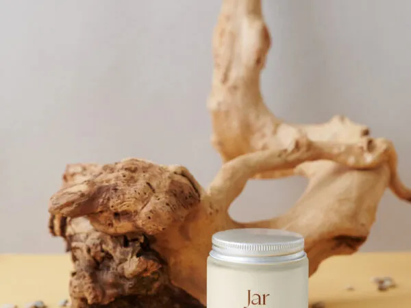 Jar Mockup with Root in Front Vision 1