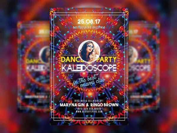 Kaleidoscope Abstract Concert and Nightclub Flyer Template 1