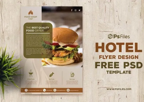 Khaki Modern Fast Food Restaurant Flyer Template 1
