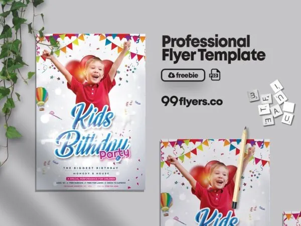 Kids Birthday Party Flyer Template 1