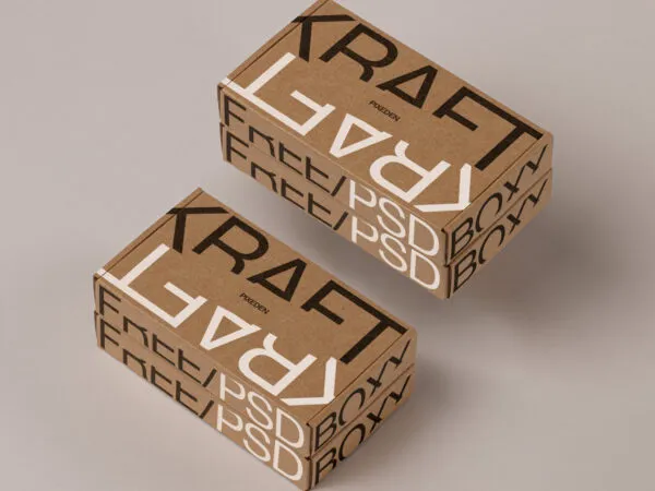 Kraft Boxes Packaging Mockup in Perspective View 1