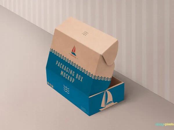 Kraft Cardboard Packaging Box Mockup in Perspective 1