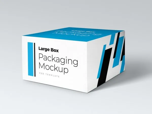 Large Cardboard Packaging Box Mockup at the 34 Angle View 1