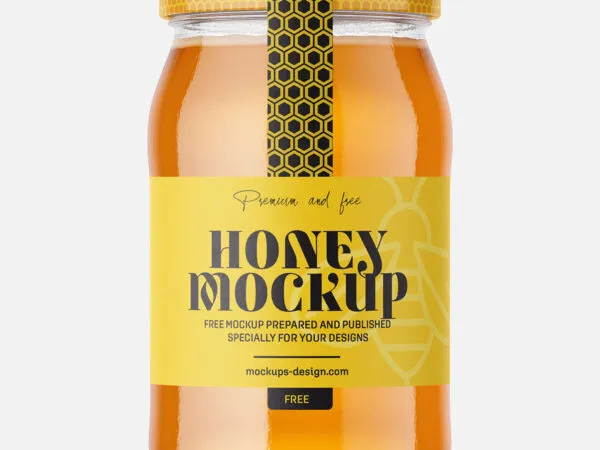 Large Honey Jar Mockup in 3 Showcases 1