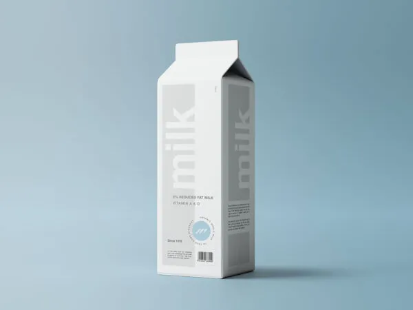 Large Standing Milk Cartoon Box Packaging Mockup 1