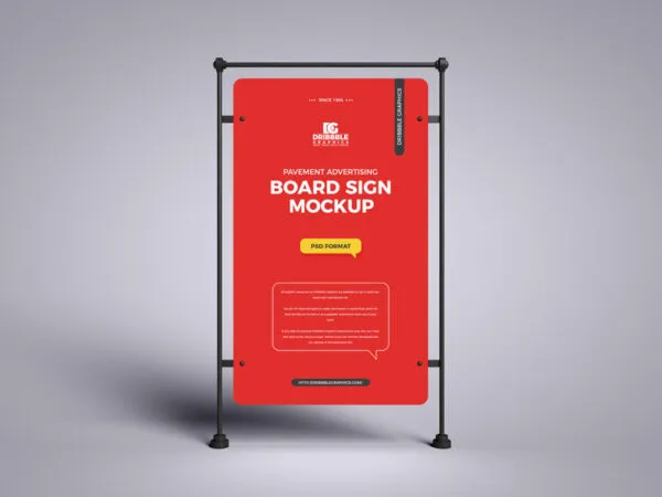 Large Vertical Pavement Sign Board on a Stand Mockup 1