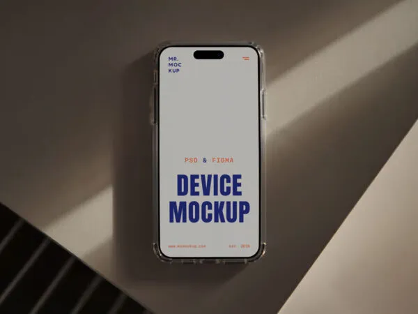 Laying iPhone 16 Pro on Table Mockup 1