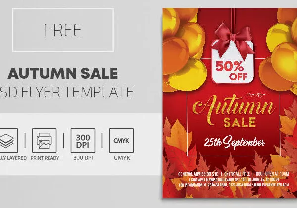 Leafy Border Autumn Sale Flyer Template 1