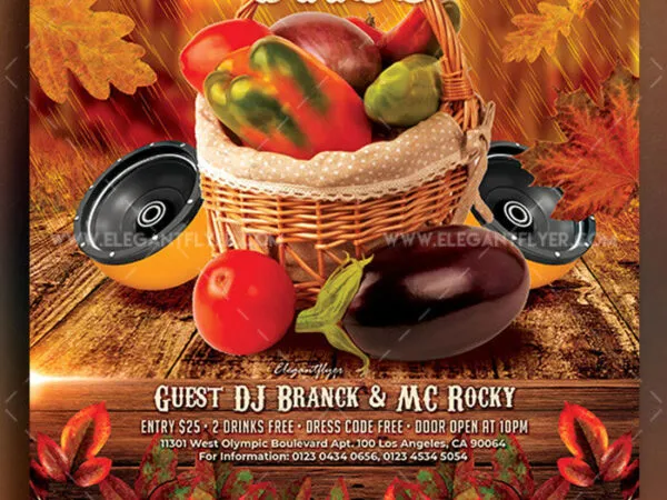 Leafy Border Fall Festival Flyer and Facebook Templates 1
