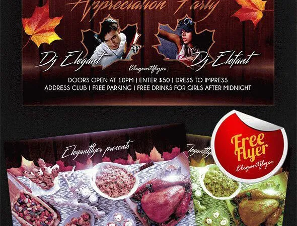 Leafy Classic Thanksgiving Day Flyer Along with Facebook Cover Templates 1