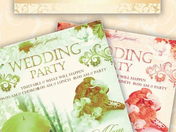 Leafy Elegant Wedding Flyer Template 1