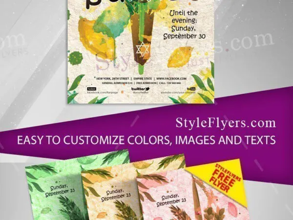 Leafy Illustrative Sukkot Event Flyer Template 1