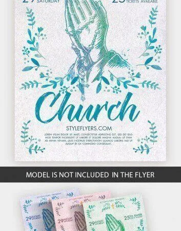 Leafy Minimalistic Church Flyer Template 1
