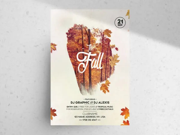 Leafy Modern Fall Festival Flyer Template 1