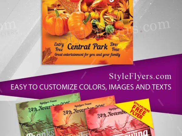 Leafy Modern Thanksgiving Flyer Template 1