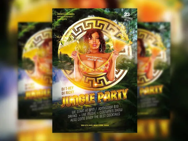 Leafy Party Flyer and Facebook Cover Template 1