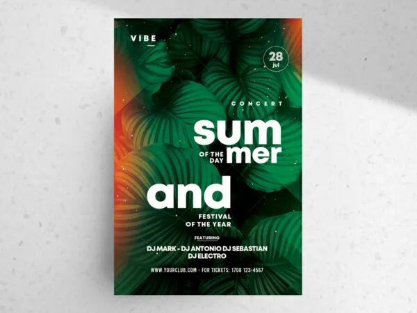 Leafy Tropical Summer Event Flyer Template 1