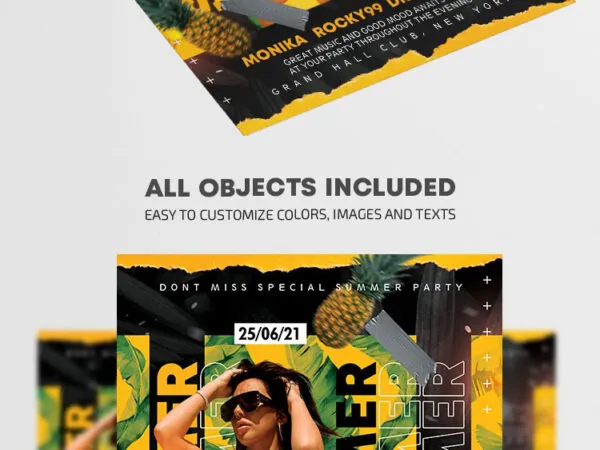 Leafy Tropical Summer Party Flyer Template 1