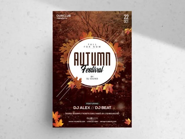 Leafy and Modern Fall Festival Flyer Template 1