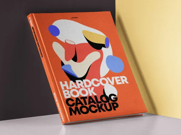 Leaning Hardcover Book Catalog Mockup 1