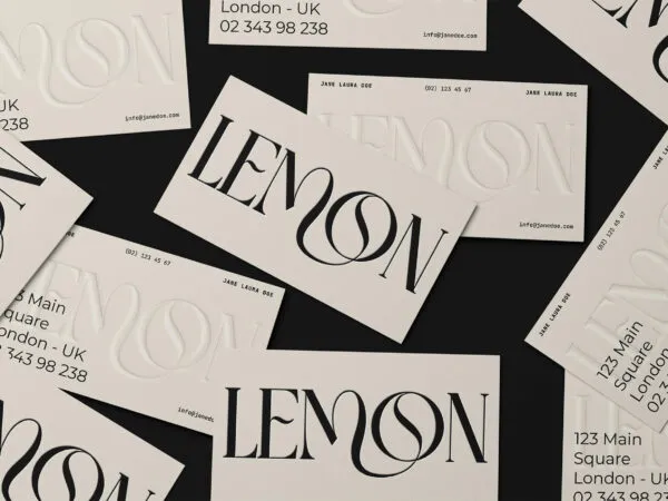 Lemon Debossed Business Card Mockup 1