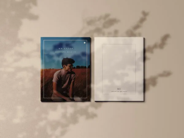 Letter Brochure Cover Mockup with Shadows Overlay 1