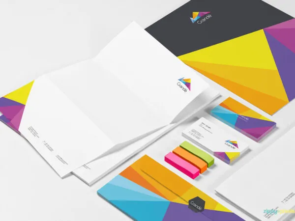 Letterhead Envelope Business Cards in a Stationery Scene Mockup 1