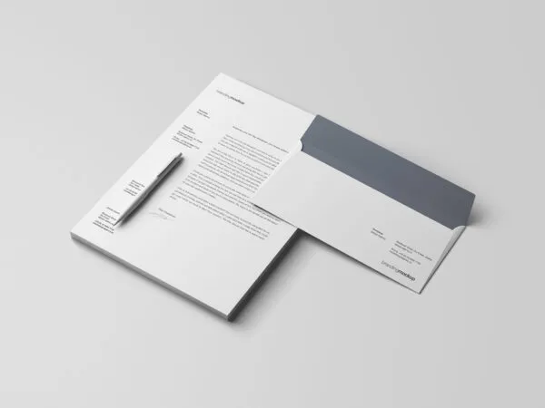 Letterhead Mockup Along with a Pen and Envelope 1