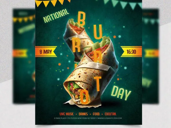 Lickerish National Burrito Day Flyer Template 1