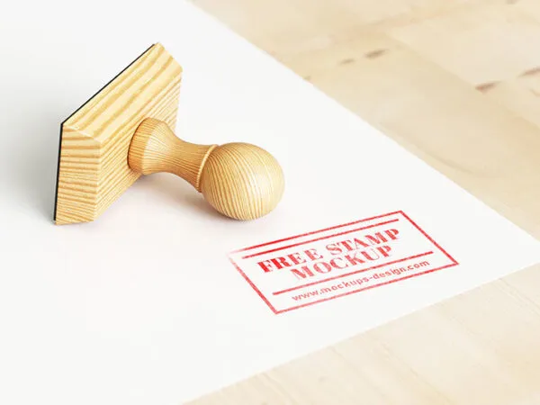 Life Like Wooden Stamp with Red Mark Mockup 1