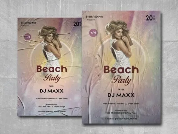 Light Beach Party Flyer Template 1