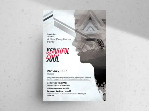 Light Blue Gray Geometric Social Event Flyer Template 1
