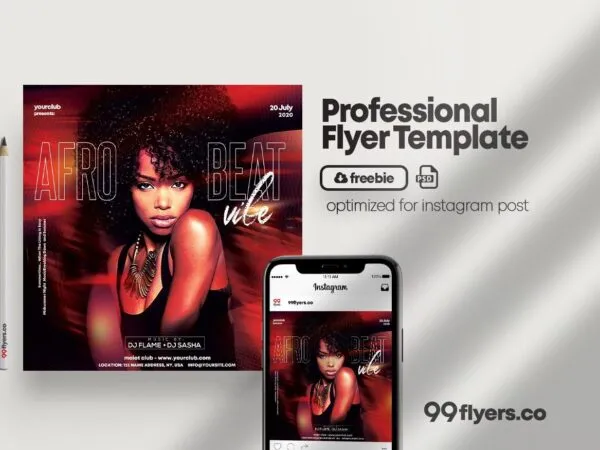 Light Glare Afro Beat Party Flyer Instagram Template 1