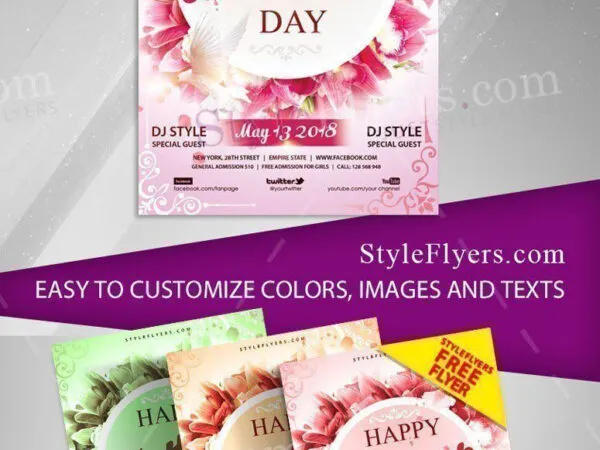 Light Mothers Day Celebration Flyer Template 1