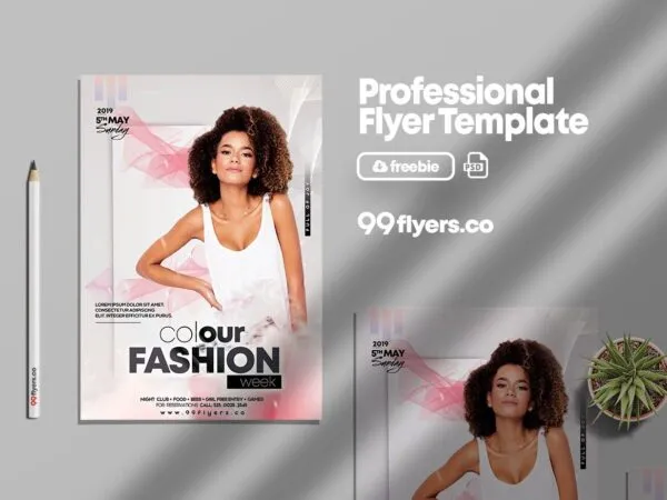 Light Pink Modern Abstract Fashion Week Flyer Template 1