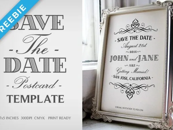 Light and Dark Elegant Save The Date Postcard Template 1