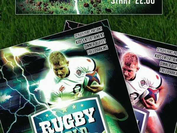 Lightning Illustrated Rugby Flyer Template 1