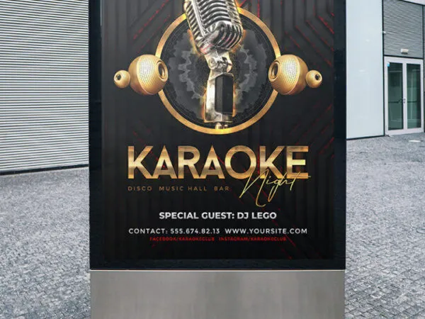 Line Circle Elegant Karaoke Night Poster and Flyer Template 1