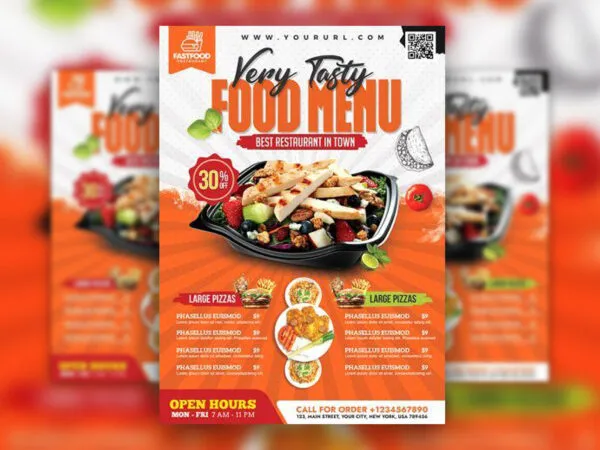 Line and Dots Restaurant Menu Flyer Template 1