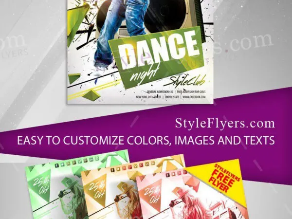 Lines Geometric Bold Dance Night Flyer Template 1