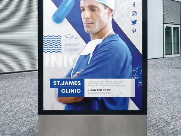 Lines Modern Medical Clinic Poster and Flyer Template 1
