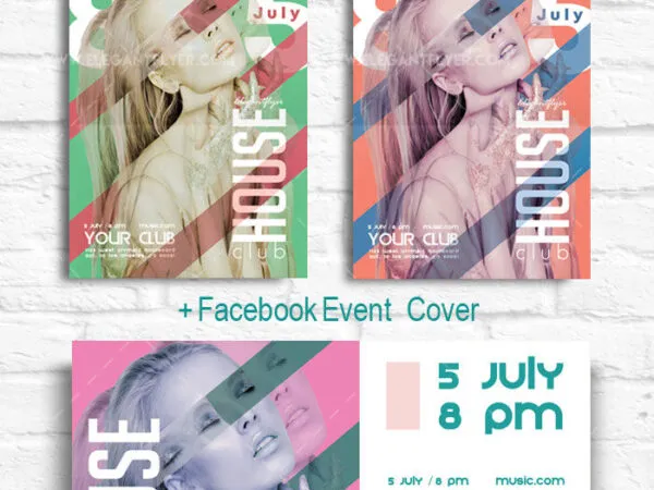 Lines Modern Party Flyer and Facebook Cover Templates 1