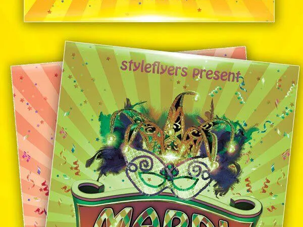 Lines Playful Mardi Gras Flyer Template 1