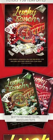 Lines and Creative Lucky Seven Gamble Flyer Template 1