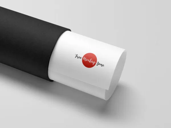 Logo Mockup Featuring a Paper Inside a Tube on Floor 1
