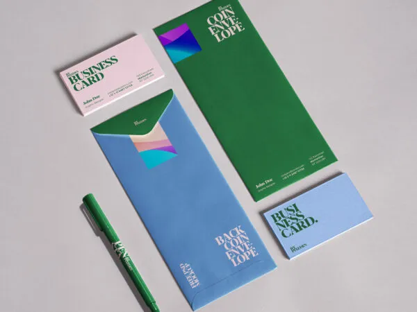 Long Envelope and Stationery Mockup in Perspective View 1