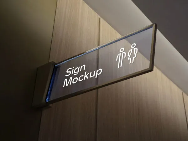 Low Angle Rectangle Glass Sign Mockup 1