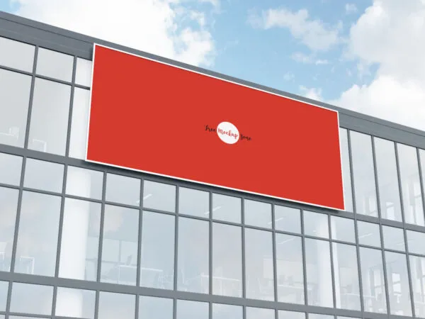 Low Angle View Horizontal Advertisement Billboard Put up on Building Mockup 1
